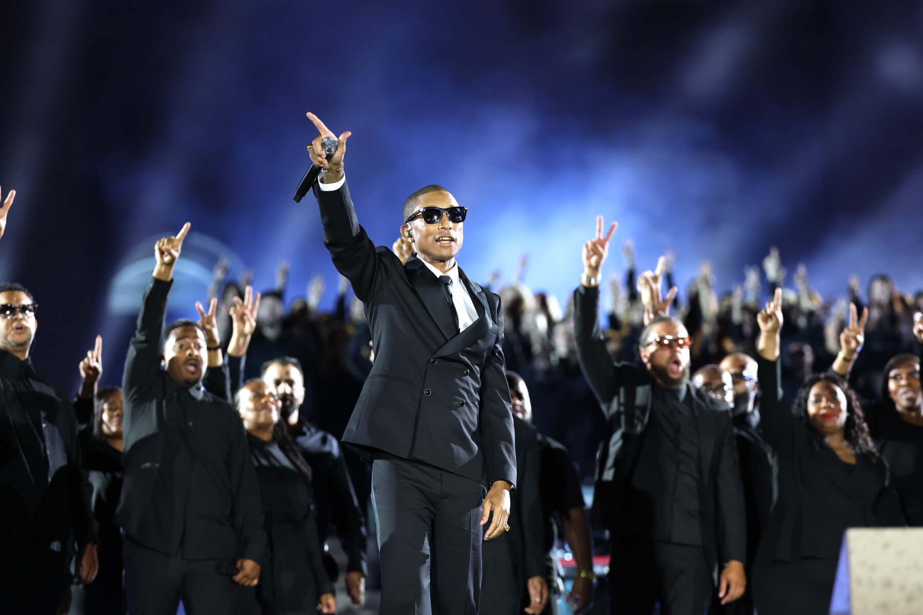 VATICAN CITY, VATICAN - SEPTEMBER 13: Pharrell Williams performs onstage during the "Grace For The World" event at St. Peter's Square on September 13, 2025 in Vatican City, Vatican. (Photo by Daniele Venturelli/Getty Images for Grace For The World)